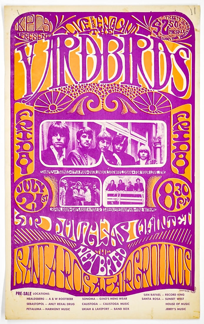 Yardbirds, Sir Douglas 1967 Santa Rosa Poster (1 of 3)