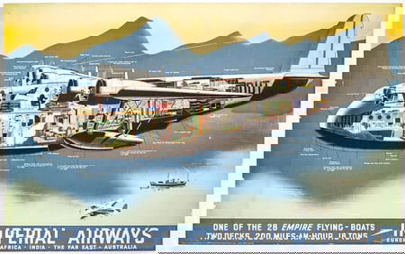 Vintage Imperial Airways Large Advertising Poster