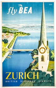 BEA Zurich Vintage Original Travel Poster
