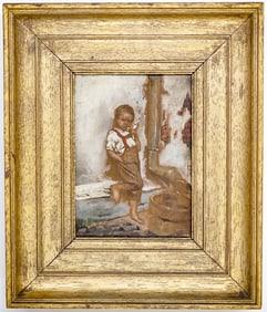 Small Antique Signed Oil Painting on Panel