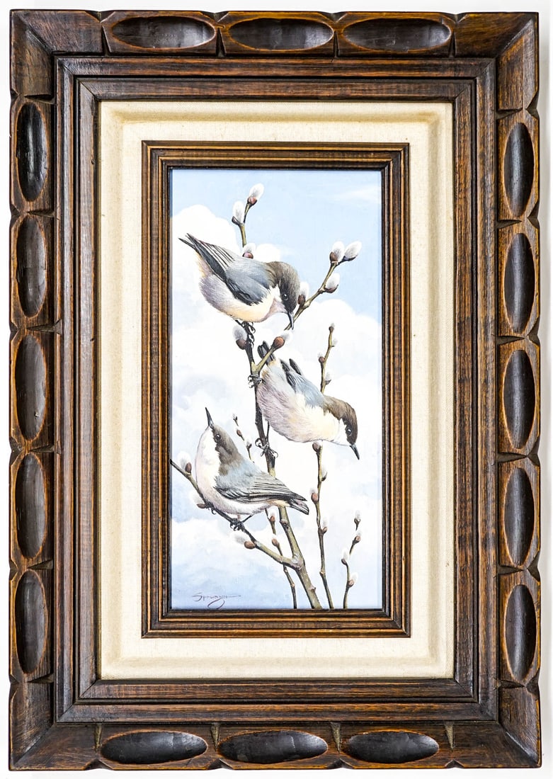 Elmer Sprunger Signed Oil on Canvas: Measures 12 x 6 inches image size and 20 x 14 x 1.25 inches framed. Excellent condition. The absence of a condition report does not imply that the lot is in perfect condition or completely free from w