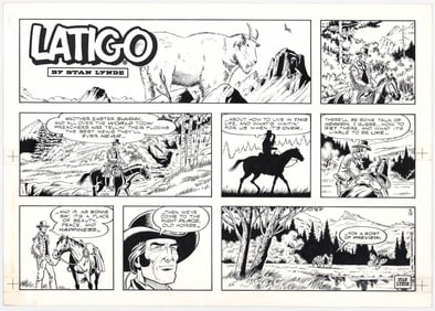 Stan Lynde Rick Latigo Sunday Comic Art