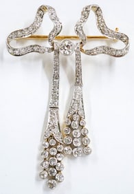 14K Gold Brooch With Diamonds.