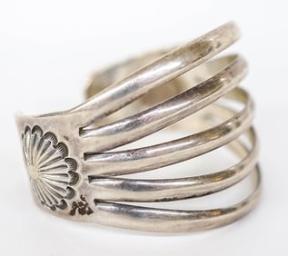 Kenneth Begay Signed Silver Cuff Bracelet