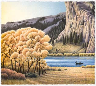 Monte Dolack S/N Lithograph Missoula River Gold