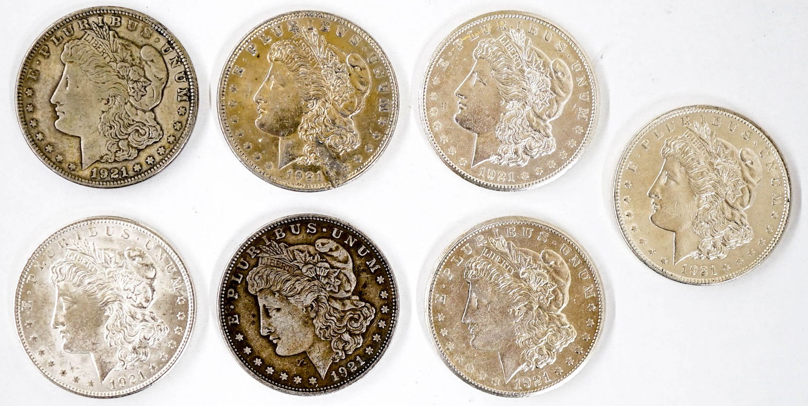 (7) 1921 U.S. Morgan Silver Dollars (1 of 2)