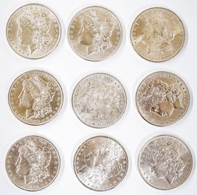 (9) U.S. Morgan Silver Dollars