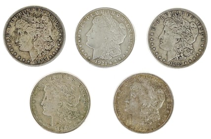 (5) U.S. Morgan Silver Dollars