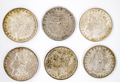 (6) U.S. Morgan Silver Dollars. Includes 1886-O, h