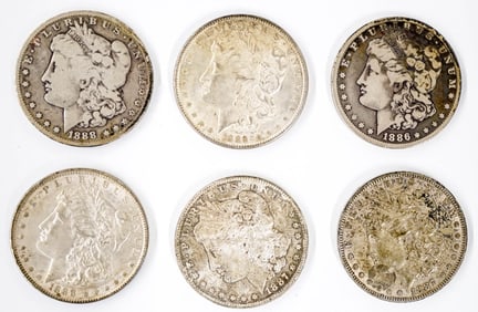 (6) U.S. Morgan Silver Dollars