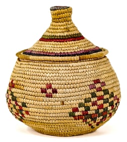 Yup'ik Lidded Basket by Lucille Westlock