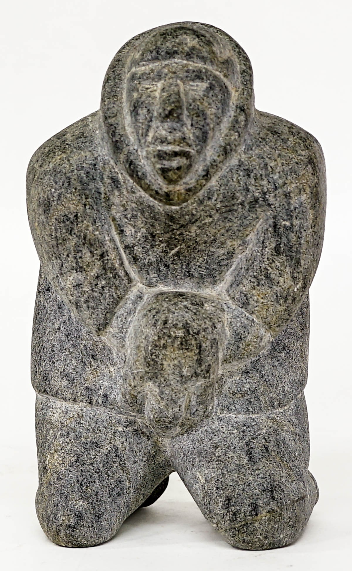 Inuit Soapstone Carving SIGNED [Man Kneeling] (1 of 5)