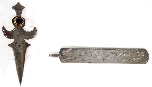 Native American Style (2) Silver Pendant & Pin