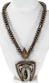 Sterling Navajo Necklace SIGNED 'NJB"