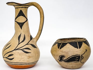 Native American Pottery (2 PCS) Bowl and Pitcher