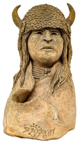 Jim Jackson Pottery [Native American Bust Buffalo