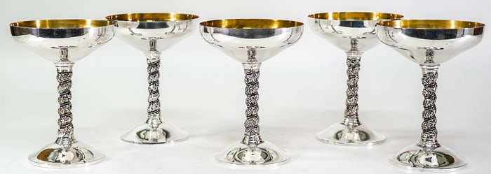 Vintage Nieman Marcus (5) Silverplate Goblets