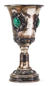 Sterling w/ Turquoise Stones Kiddush Cup [Israel]