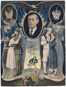 Over the Top with Uncle Sam Litho -Woodrow Wilson