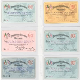 (6) Antique Mexico Railroad Passes