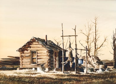 Fine Illegibly Signed Watercolor [The Venison]