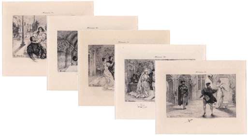 Emile Blanchon (5) Small Etchings Framed