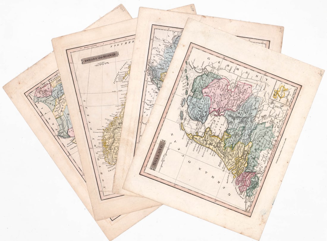 Antique (4) Maps [European Countries, India] (1 of 9)