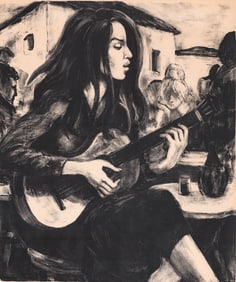 Marion Greenwood Lithograph SIGNED [Folk Singer]