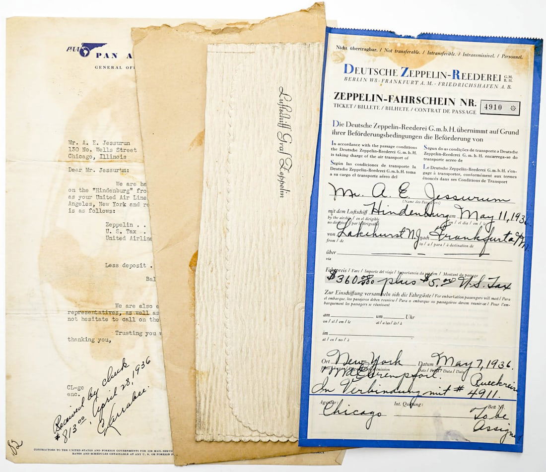 Original Zeppelin Hindenburg Ticket, Ticket Pouch (1 of 10)