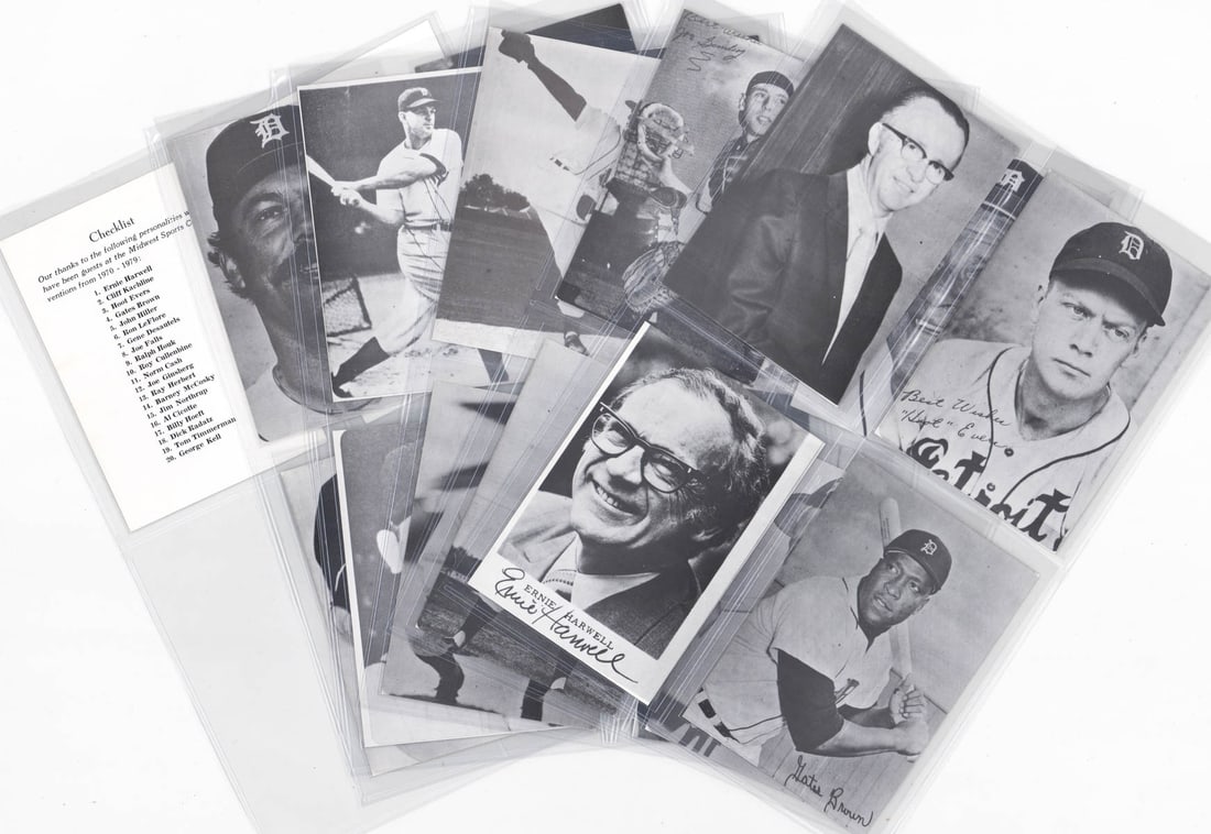 RARE 1979 Michigan Sports Collectors Show Photos: [Detroit Tigers] RARE 1979 Michigan Sports Collectors Show Photo Pack. Twelve prints measuring 5 x 3.5 inches. Item measures 11 in. x 8 x .25 inches for shipping purposes. The absence of a condition r