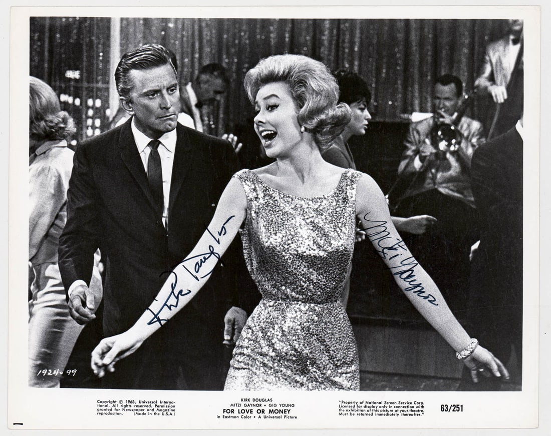 Kirk Douglas / Mitzi Gaynor SIGNED 8X10 BAS LOA (1 of 4)
