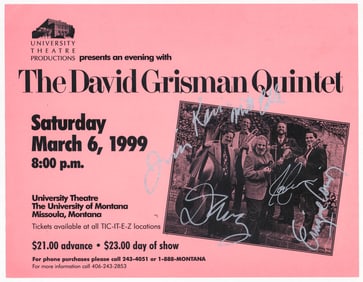David Grisman Quintet BAND SIGNED Flyer