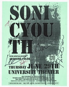 Sonic Youth BAND SIGNED Flyer