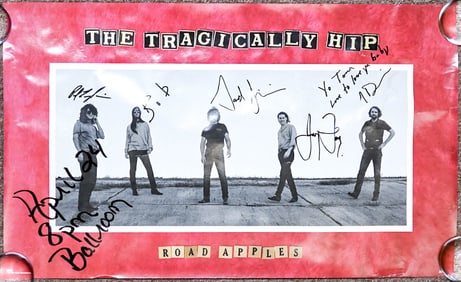 The Tragically Hip Road Apples BAND SIGNED 29x18