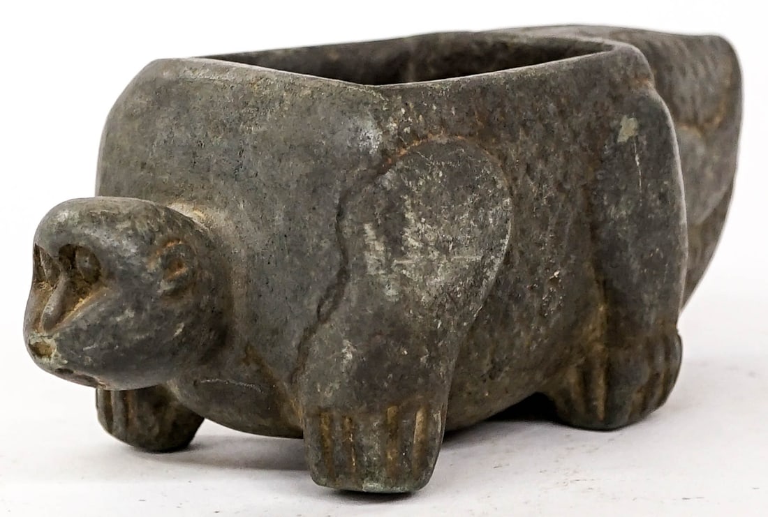 Carved Stone Mayan Effigy Pot (1 of 6)