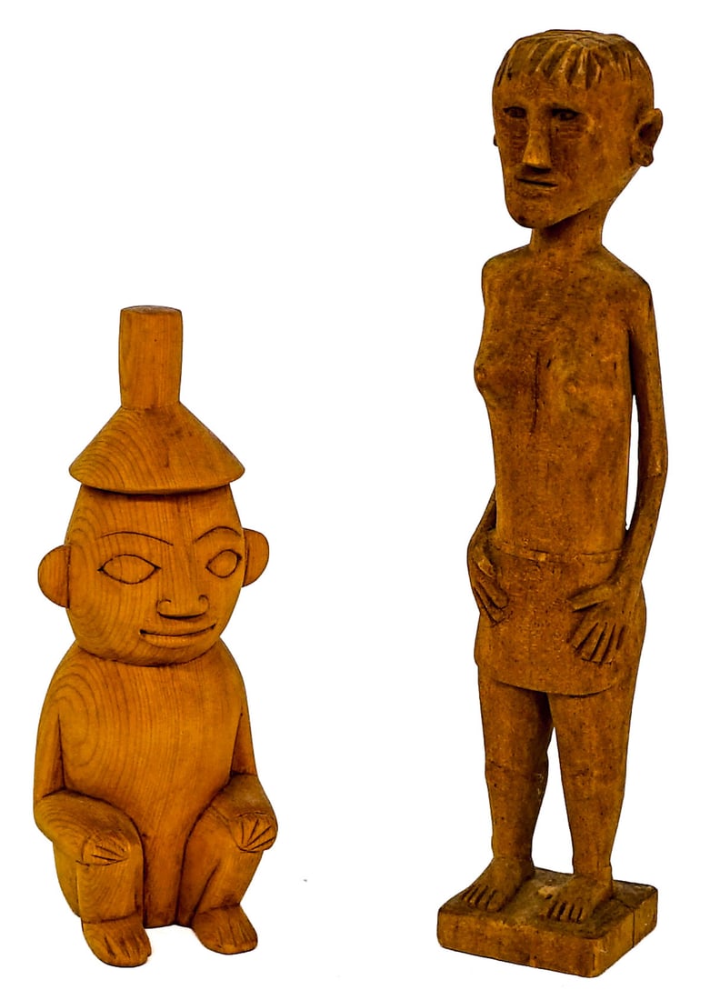Carved Wood (2) Figures (1 of 9)