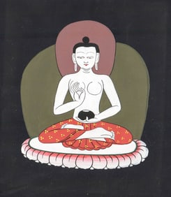 Small Tibetan Thangka [Seated Buddha, Bodhisattva]
