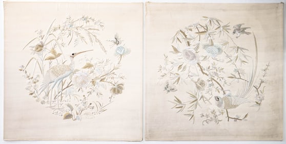 [China] Chinese Pair of Silk Embroidery Panels