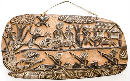 Papua New Guinea Signed Storyboard Carving