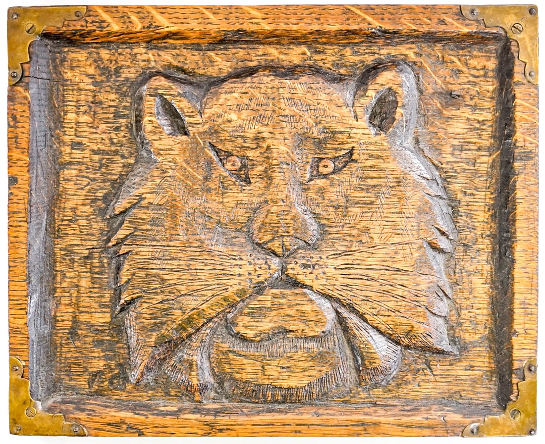 An Antique Carved Oak Panel with Lion (1 of 2)