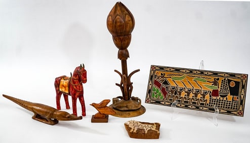 Assorted Carved Wood (6) Decorative Items
