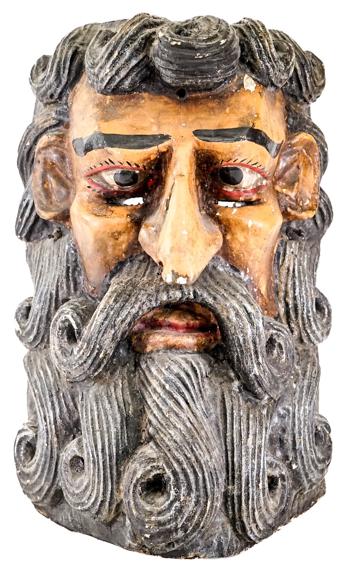 Vintage Large Carved Hand-Painted Wood Mask (1 of 7)