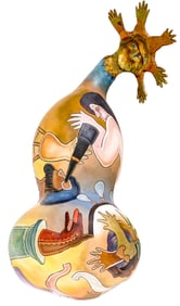 Alvaro Santiago SIGNED Hand-Painted Gourd