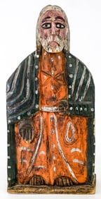 Vintage Folk Art Carved Wood Statue [Santos]