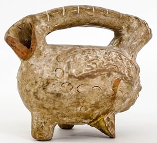 Old Effigy Pottery Pot w/ Spout