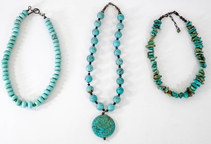 Turquoise (3) Beaded Necklaces
