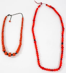Vintage Coral (2) Beaded Necklaces