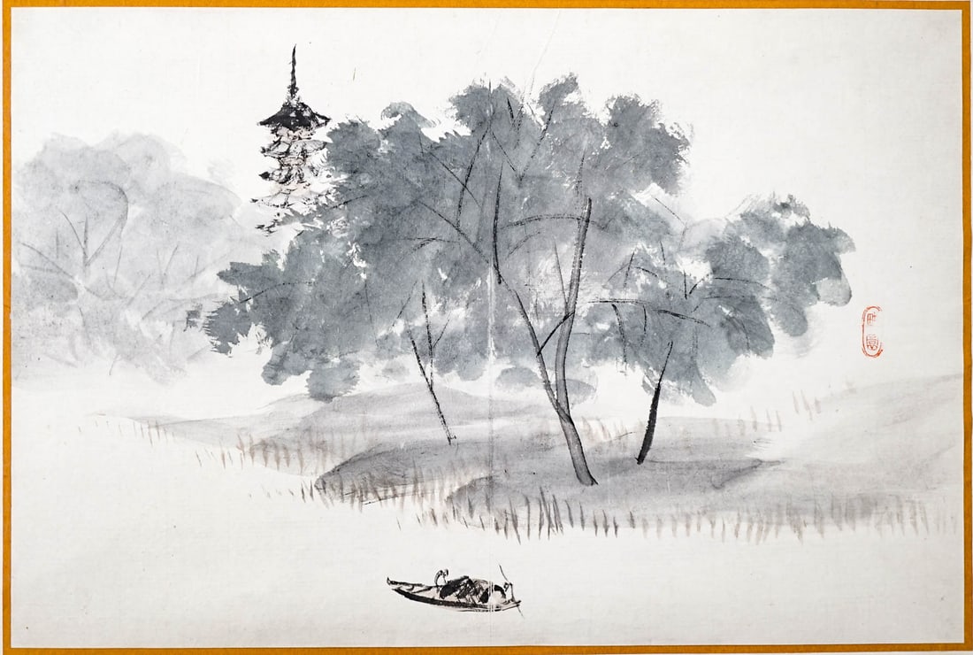 Koichi Okada Signed Original Painting: Measures 9.25 x 14 inches (235 mm x 354 cm) image size, measures 11 x 15.25 inches sheet size. Unframed, mounted to thin paper and then mounted to mat board. The absence of a condition report does not