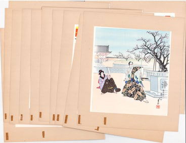 Hasegawa Sadanobu III Set 12 Japanese Woodblocks