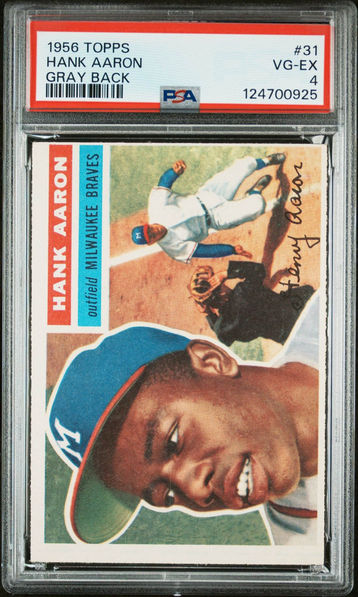 Hank Aaron 1956 Topps Gray Back #31 PSA 4 (1 of 2)